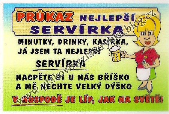 Průkaz nejlepší servírka