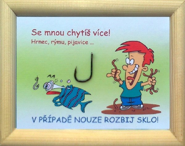 Dřevěný rámeček V případě nouze rozbij sklo - Háček