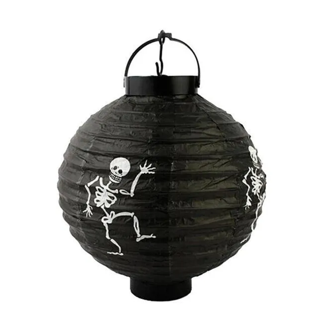 Lampion Halloween svítící je 20cm kostlivec