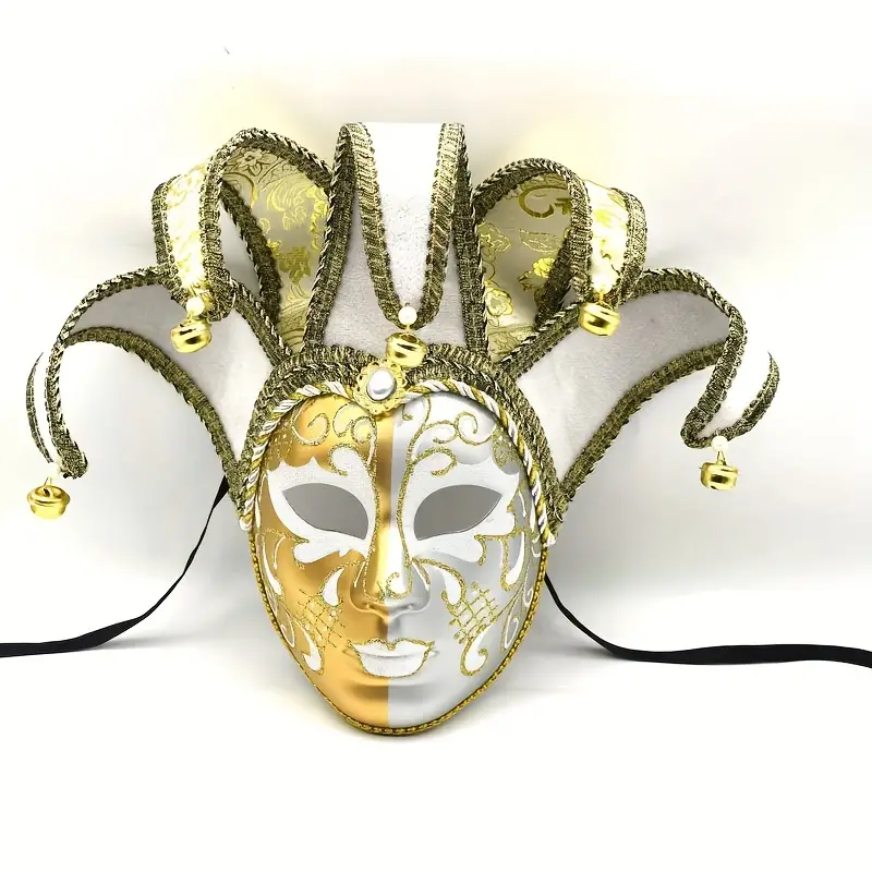 Benátská maska Jolly bílá-zlatá