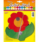 papírová girlanda, barevné květy 4m