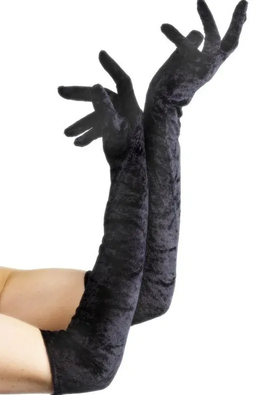 Sametové rukavice - černé - 53 cm
