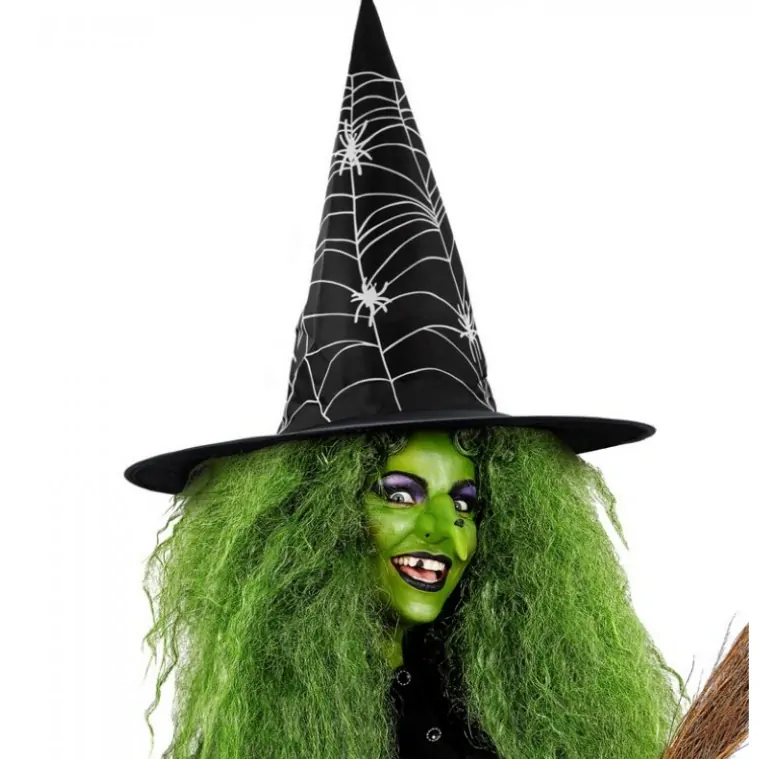 Čarodějnický klobouk s pavučinou a pavouky