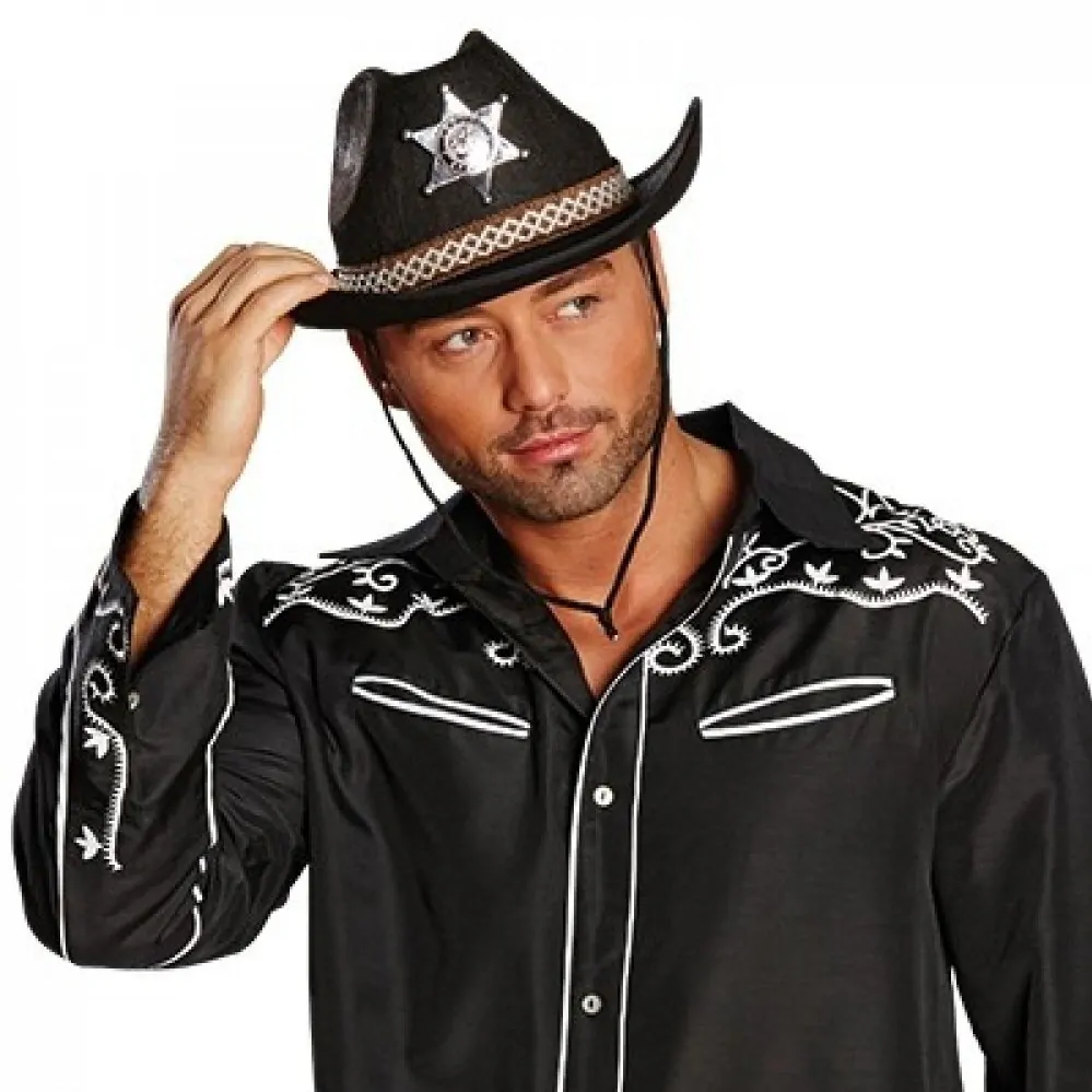 Klobouk Kovbojský, černý Sheriff