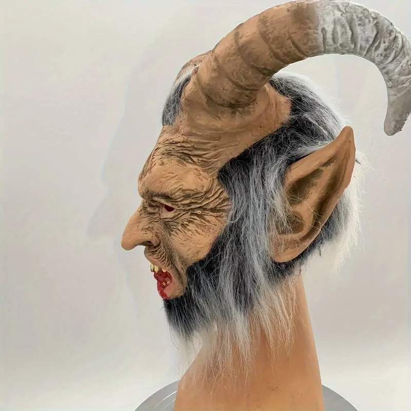 maska čert Krampus s  vlasy a vousy