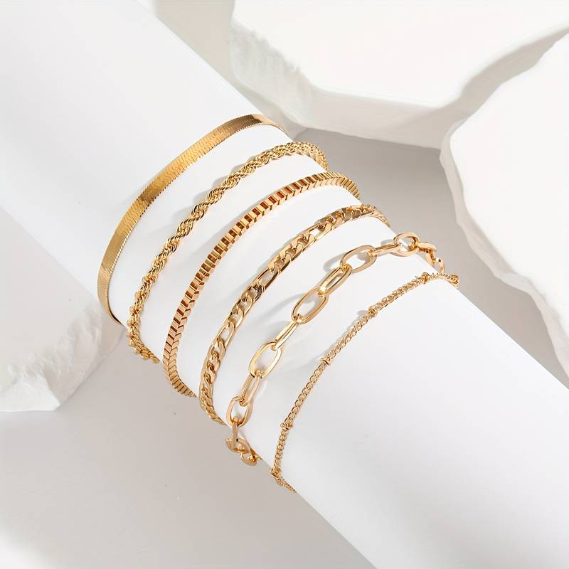 sada řetízkových náramků 6ks