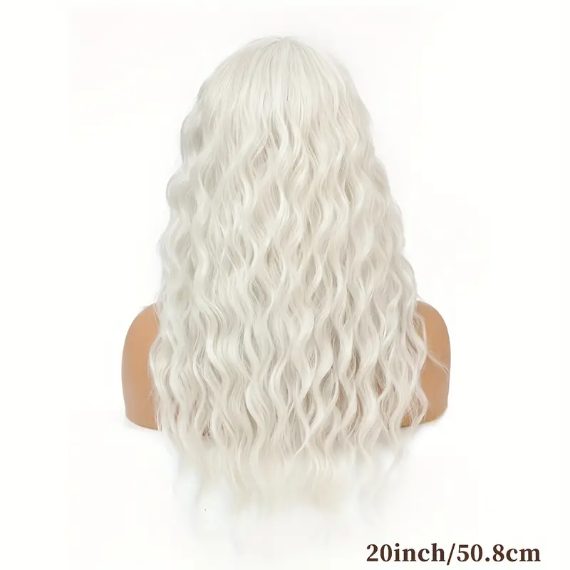 Angela - dlouhá bílá vlnitá paruka