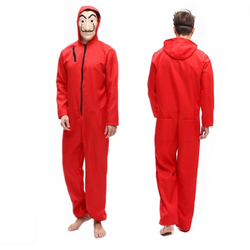 červený kostým s kapucí Papírový Dům  + maska
