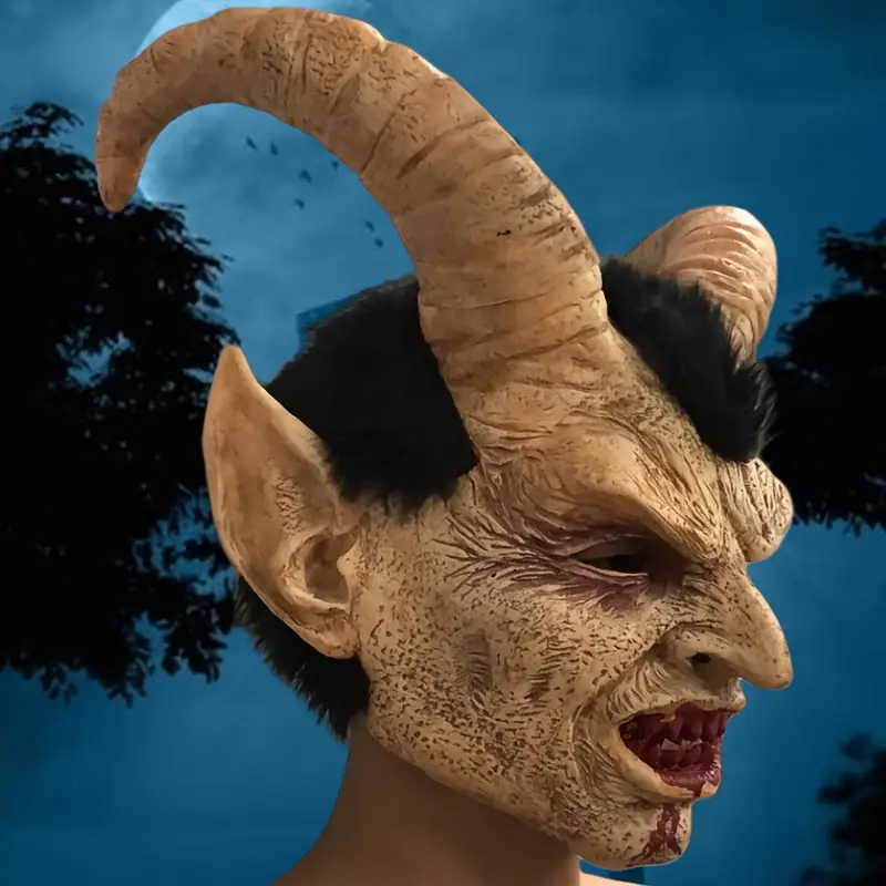 latexová maska Lucifer s černými vlasy