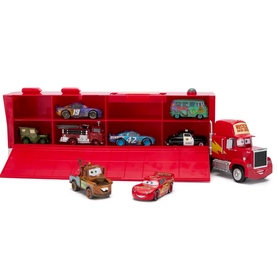 Cars kamion Mack 62cm se světlem a zvukem + 8 natahovacích autíček