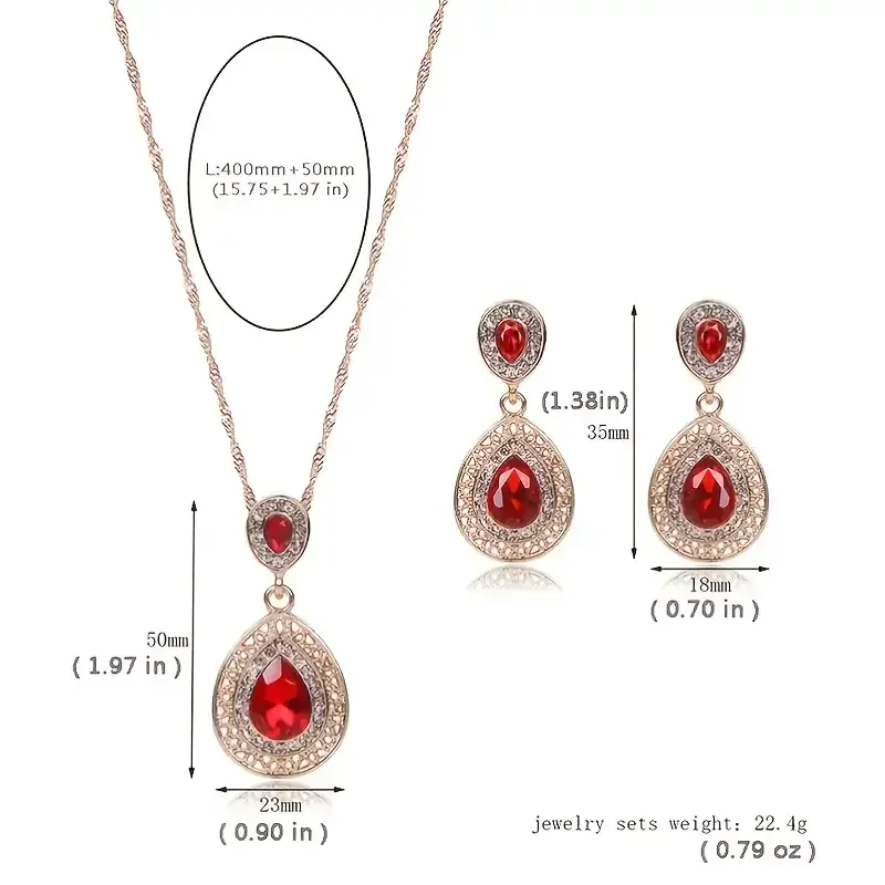 Sada Náušnice a náhrdelník s červenými kameny