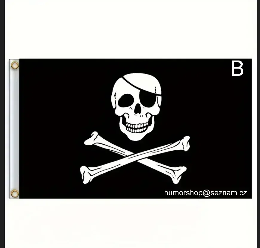 Pirátská vlajka s oky  90x150cm