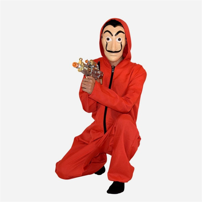 červený kostým s kapucí Papírový Dům  + maska