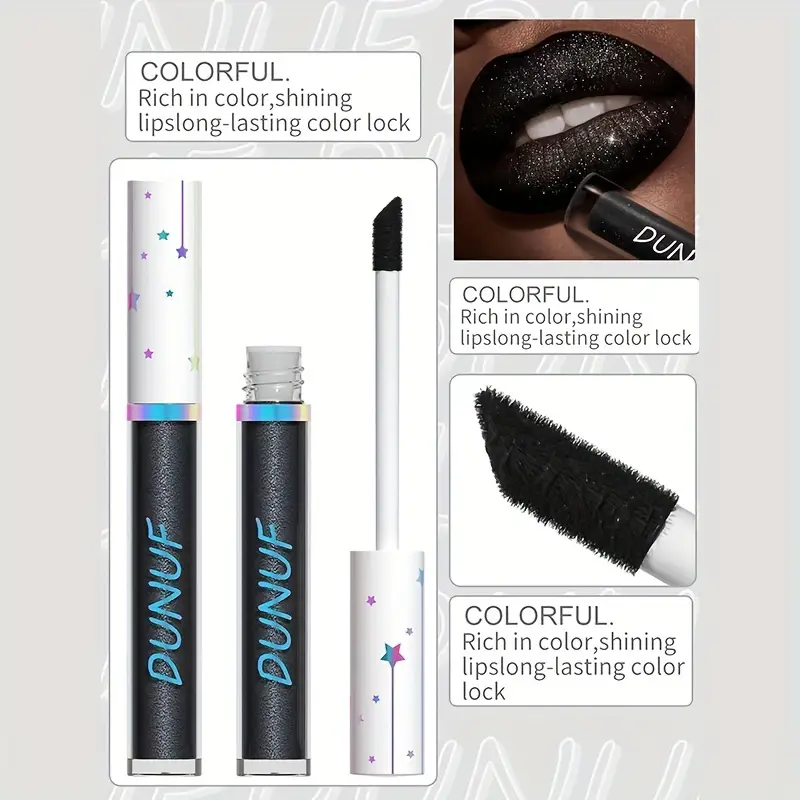 černá tekutá rtěnka s glitry