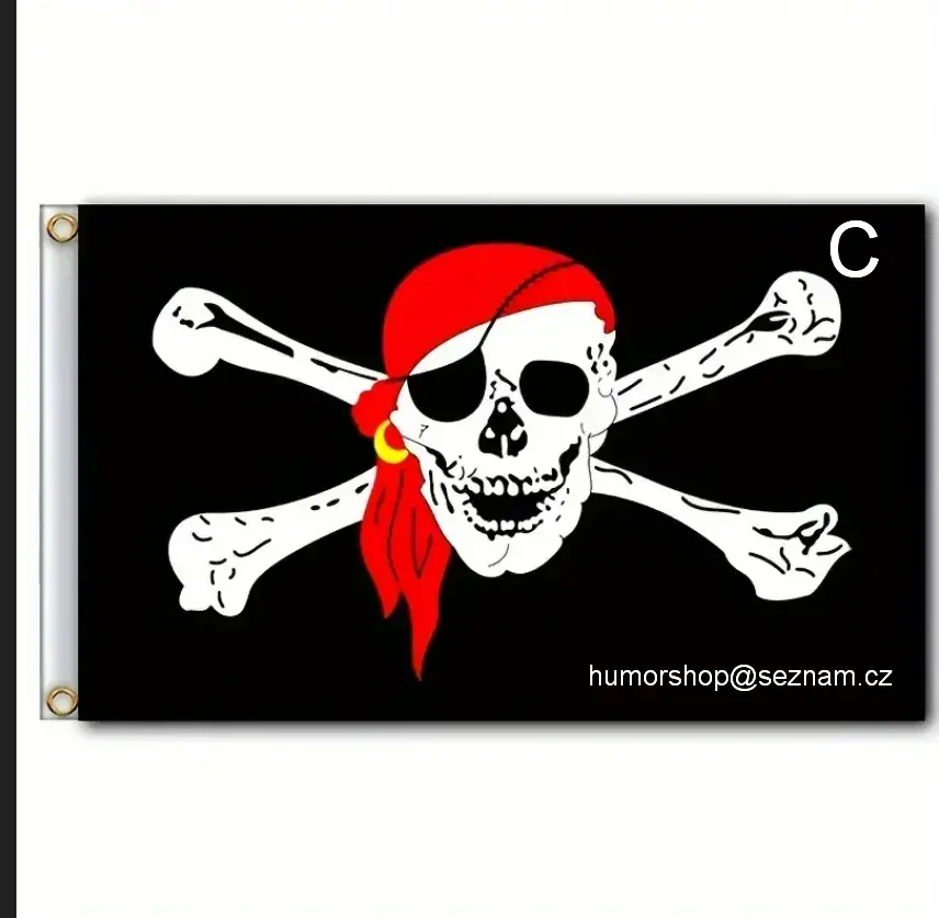 Pirátská vlajka s oky  90x150cm