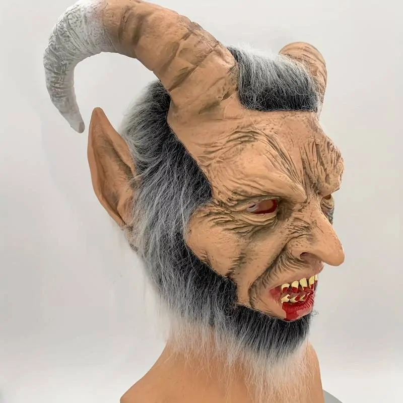 maska čert Krampus s  vlasy a vousy
