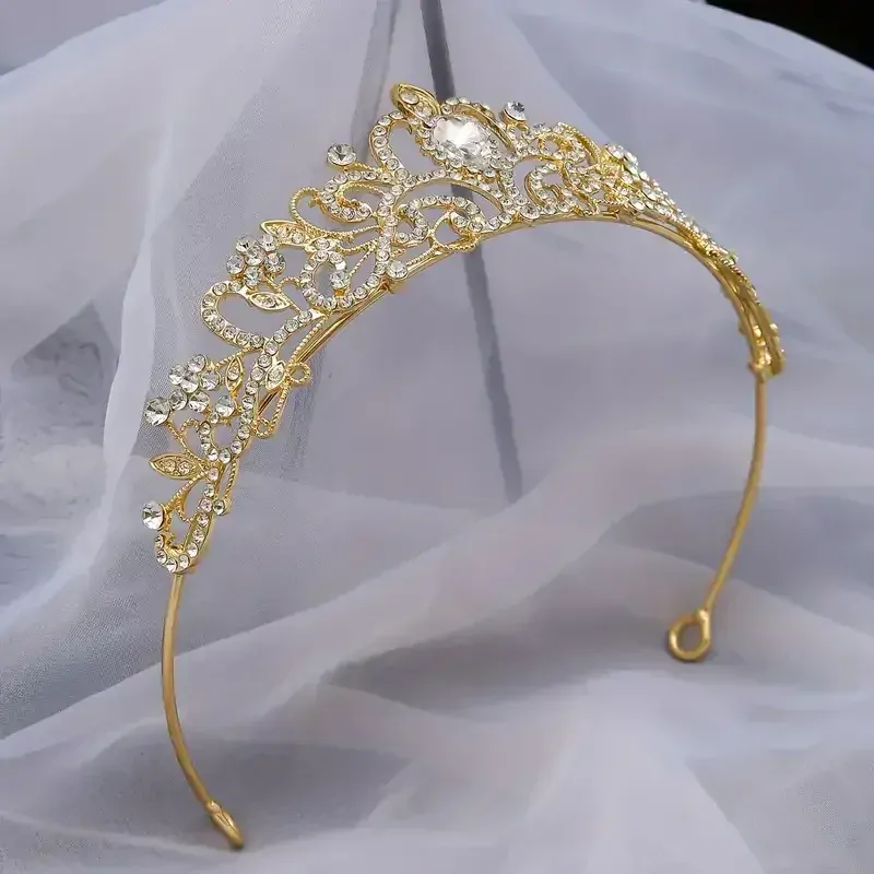 Luxusní korunka - TIÁRA do vlasů QUEEN - bílé kamínky