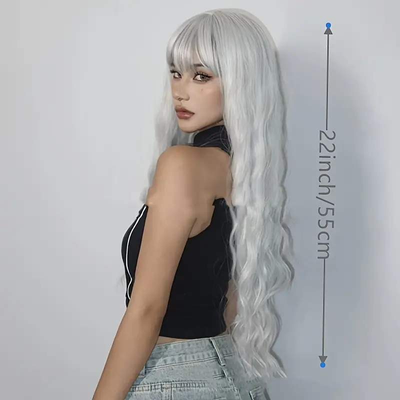 Mira - dlouhá vlnitá bílá paruka