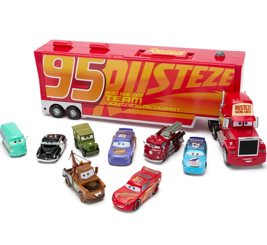 Cars kamion Mack 62cm se světlem a zvukem + 8 natahovacích autíček