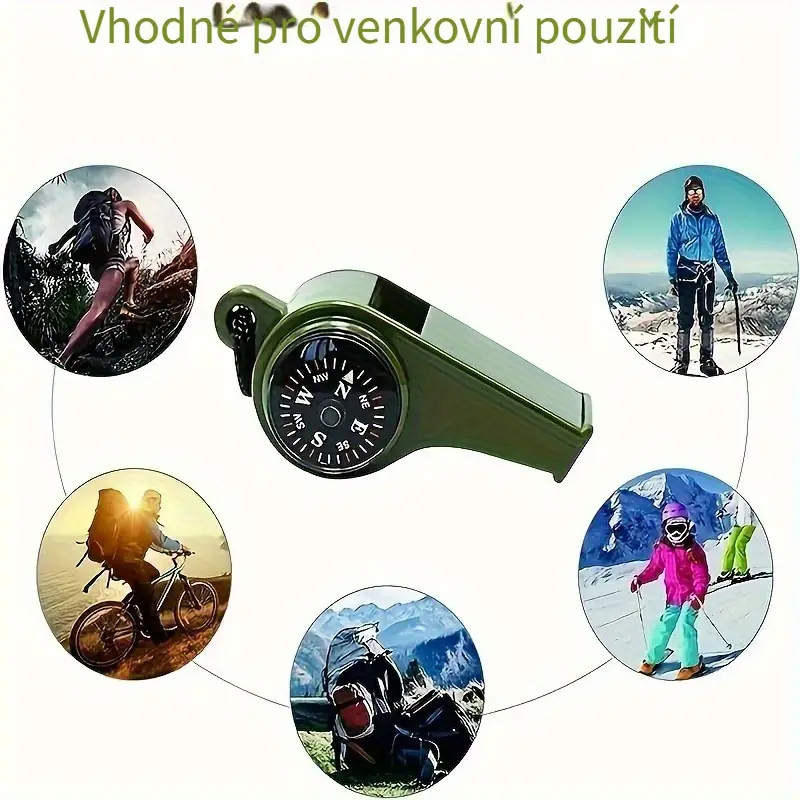 3-v-1 ABS píšťalka s vestavěným kompasem a teploměrem
