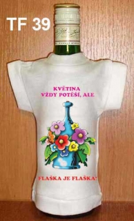 Tričko na láhev Květina vždy potěší...