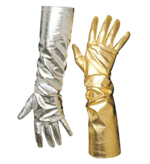Rukavičky metalické, dlouhé stříbrné