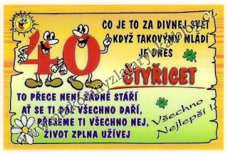 Průkazky výročí - přání k narozeninám 40
