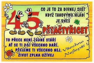 Průkazky výročí - přání k narozeninám 45