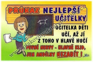 Průkaz nejlepší učitelky