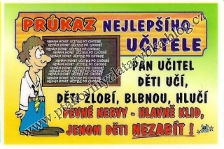 Průkaz nejlepší učitel
