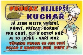 Průkaz nejlepší kuchař