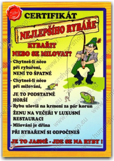 HUMORNÁ CEDULE-Certifikát nejlepší rybář
