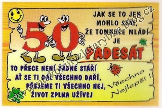 Průkazky výročí - přání k narozeninám 50