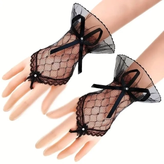 elegantní rukavičky z jemné krajky černé