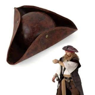 Klobouk Pirát - kožený vzhled hnědý