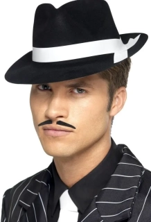 černý retro klobouk poflokovaný - Gangster