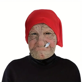 maska starý člověk se šátkem