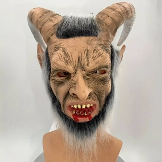 maska čert Krampus s  vlasy a vousy