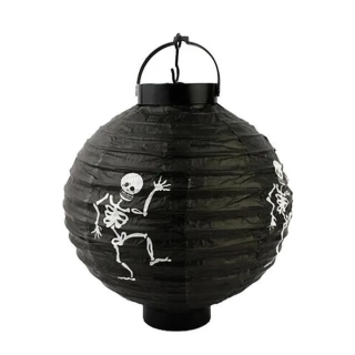 Lampion Halloween svítící je 20cm kostlivec