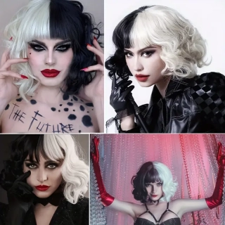 Cruella černobílá paruka