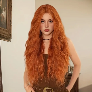 Fiona - dlouhá vlnitá zrzavá paruka