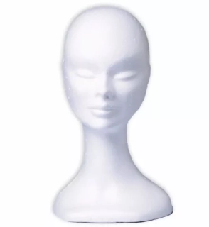 Polystyrenová hlava na paruky 34 cm