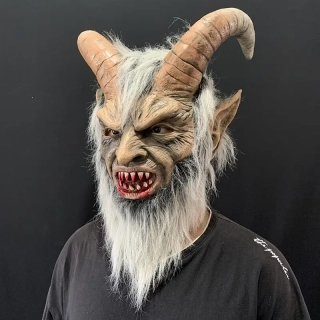 Lucifer - zvřecí latexová maska s vlasy a vousy