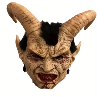 latexová maska Lucifer s černými vlasy
