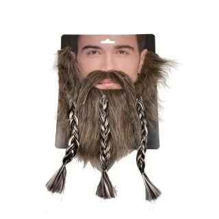 Realistický knír a vousy s copánky