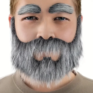falešný šedý plnovous a obočí