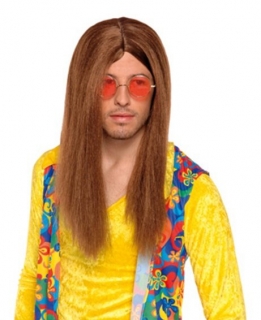Pánská paruka John - hippies hnědá