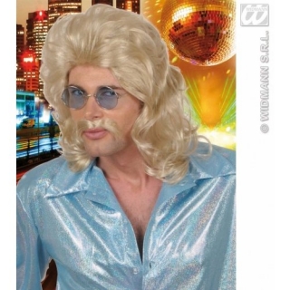 Pánská paruka s knírkem 70. léta blond
