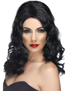 Glamorous -  paruka dlouhá černá vlnitá