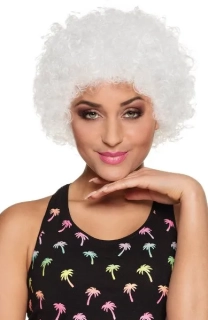 Kudrnatá afro paruka bílá